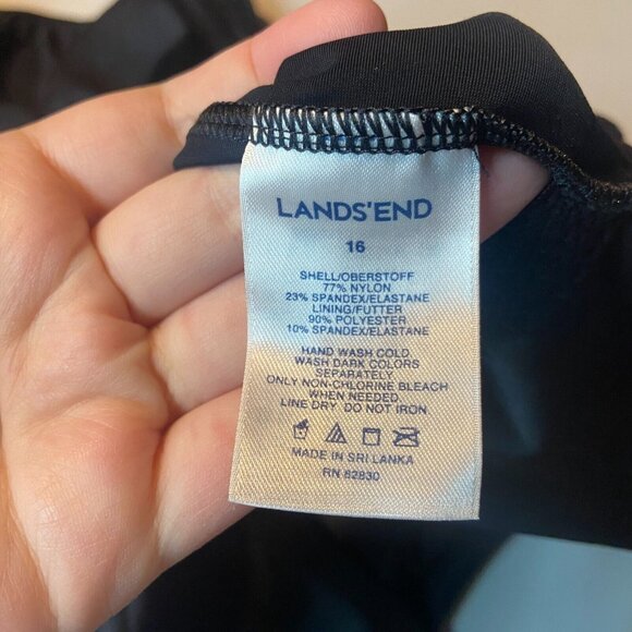 Lands End Women 16 One Piece Swimsuit Slimming Black Stretch Swim Beach Pool - Picture 4 of 9